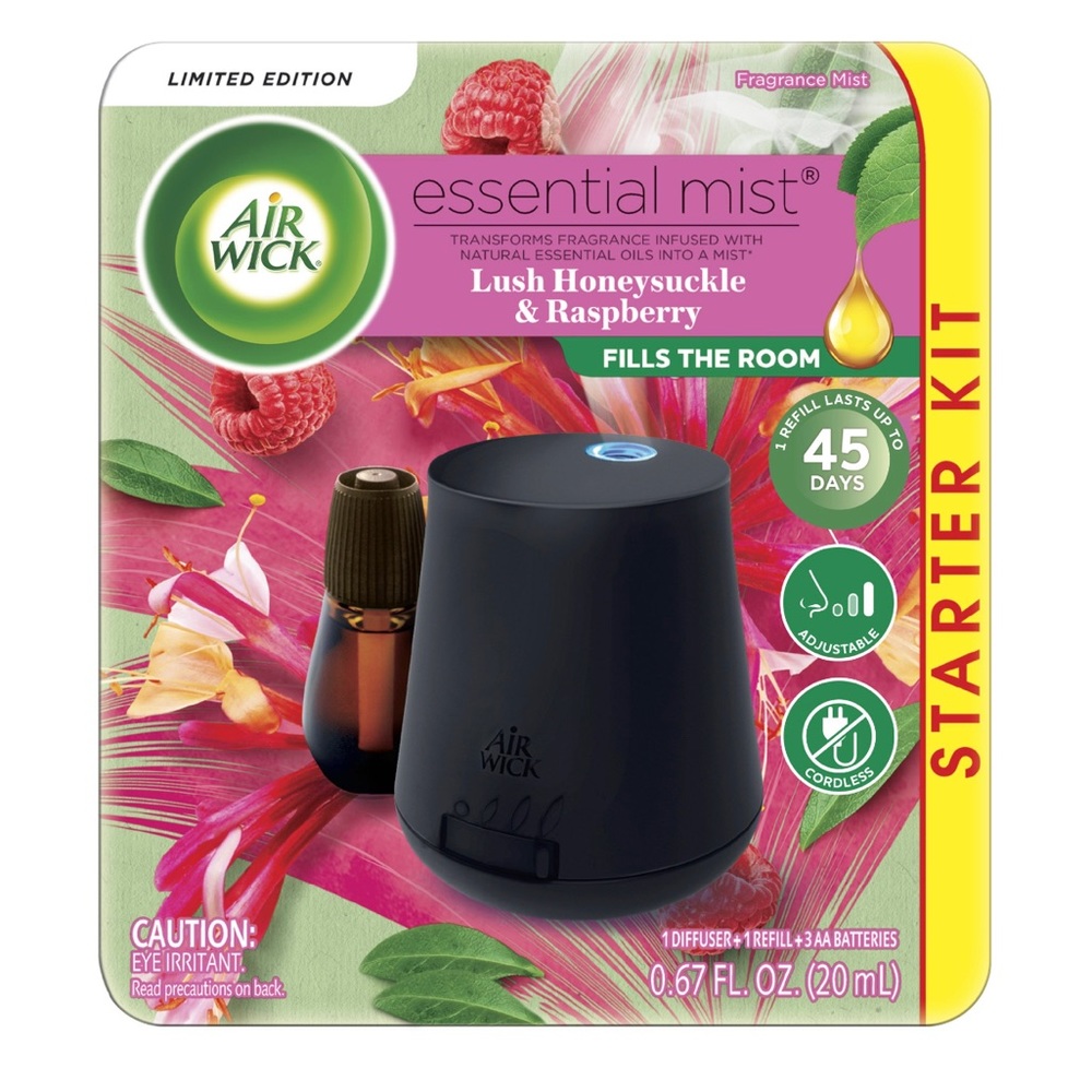 Air Wick essential mist starter kit: Lush Honeysuckle & Raspberry-NEW